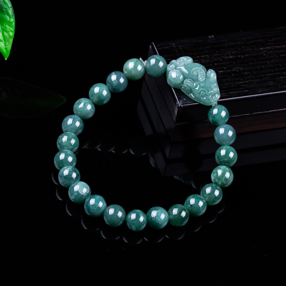 Women Accessories To Gift - Doğal Birmanya Jadeite Pixiu Bilezik Vintage