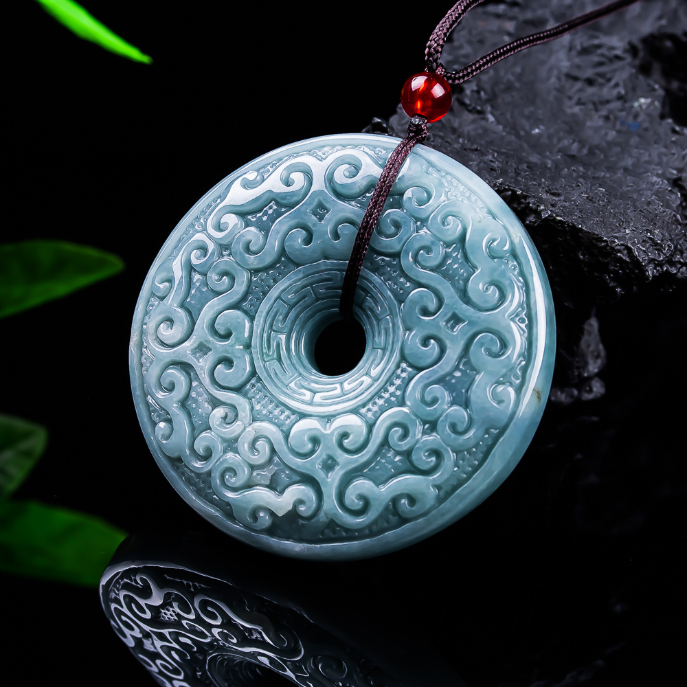 Women Accessories To Gift - Doğal Birmanya Jadeit Çiçek Kolye Kolye