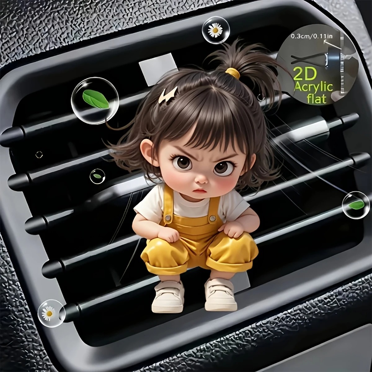 Women Accessories Outlet - Kawaii Karikatür Kızgın Küçük Kız Akrilik