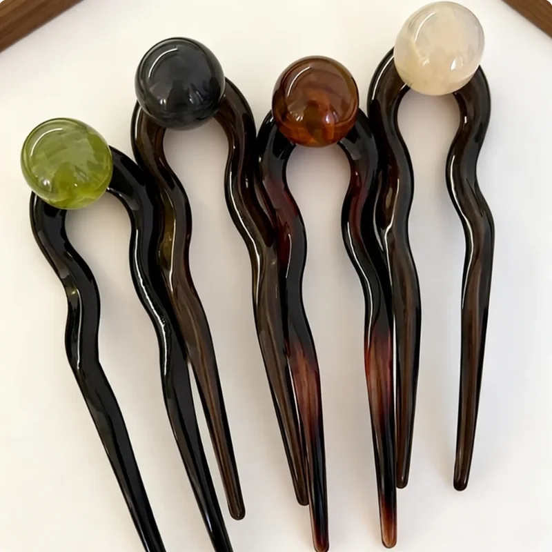 Pearl Hair Pin - Moda Renkli Inci U-Şekilli Saç Sopa