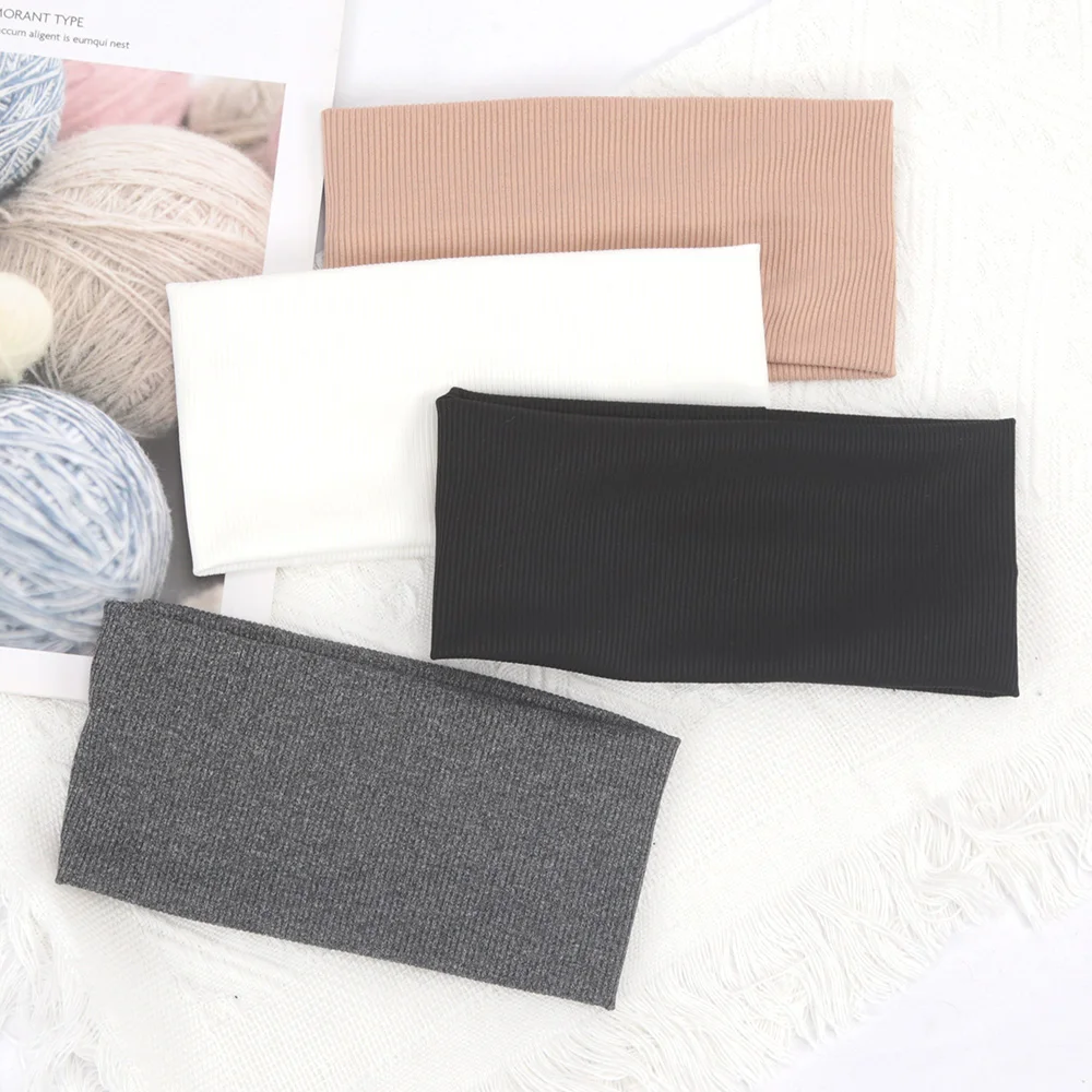 Women'S Running Accessories - Geniş Saç Bantları Düz ​​Renk Elastik